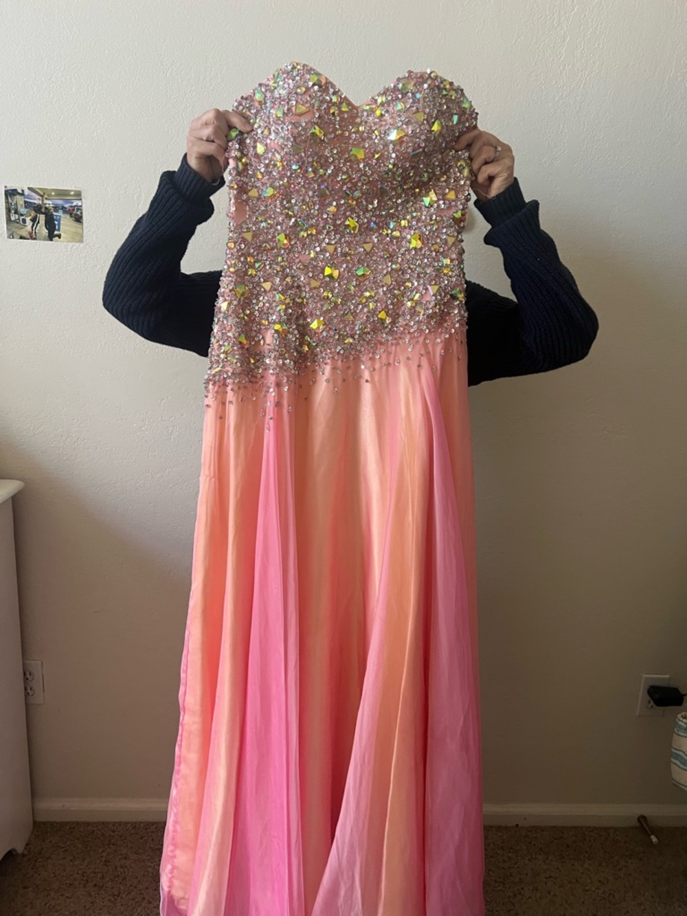 Cinderella Satin Lined Gown with Pink Zipper - Yellow and Pink